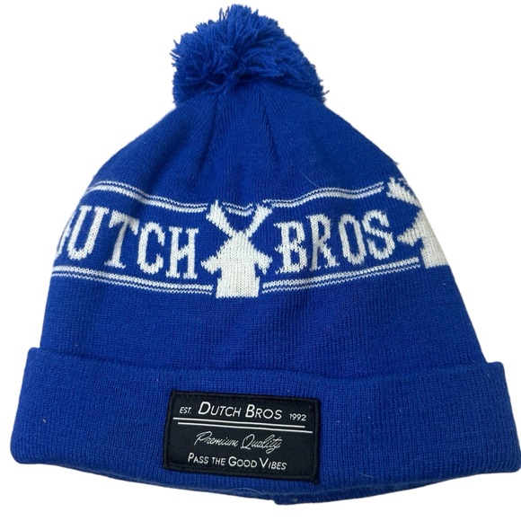Dutch Bros Other - Dutch Bros Blue Knit Beanie Pom Pom RARE DB 1992